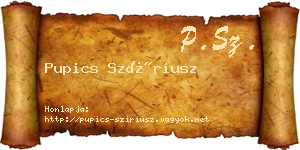 Pupics Szíriusz névjegykártya